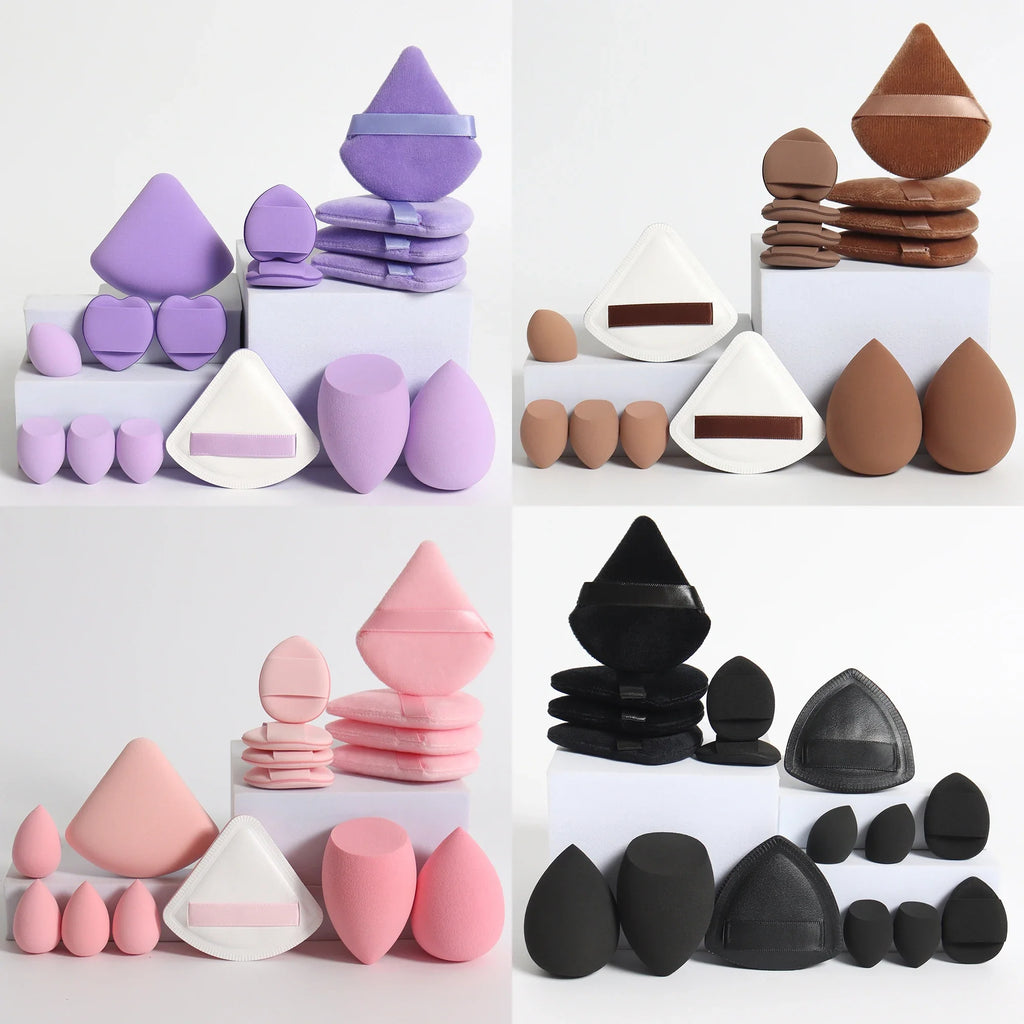 Cat Powder Cotton Candy 16-Piece Makeup Sponge Set | Soft Polyurethane Cosmetic Puffs
