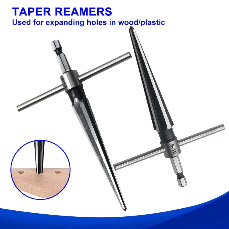 Woodwork Taper Reamer Set 3-13mm 5-16mm | Hexagonal Handle Hole Expanding and Chamfering Tool for Wood