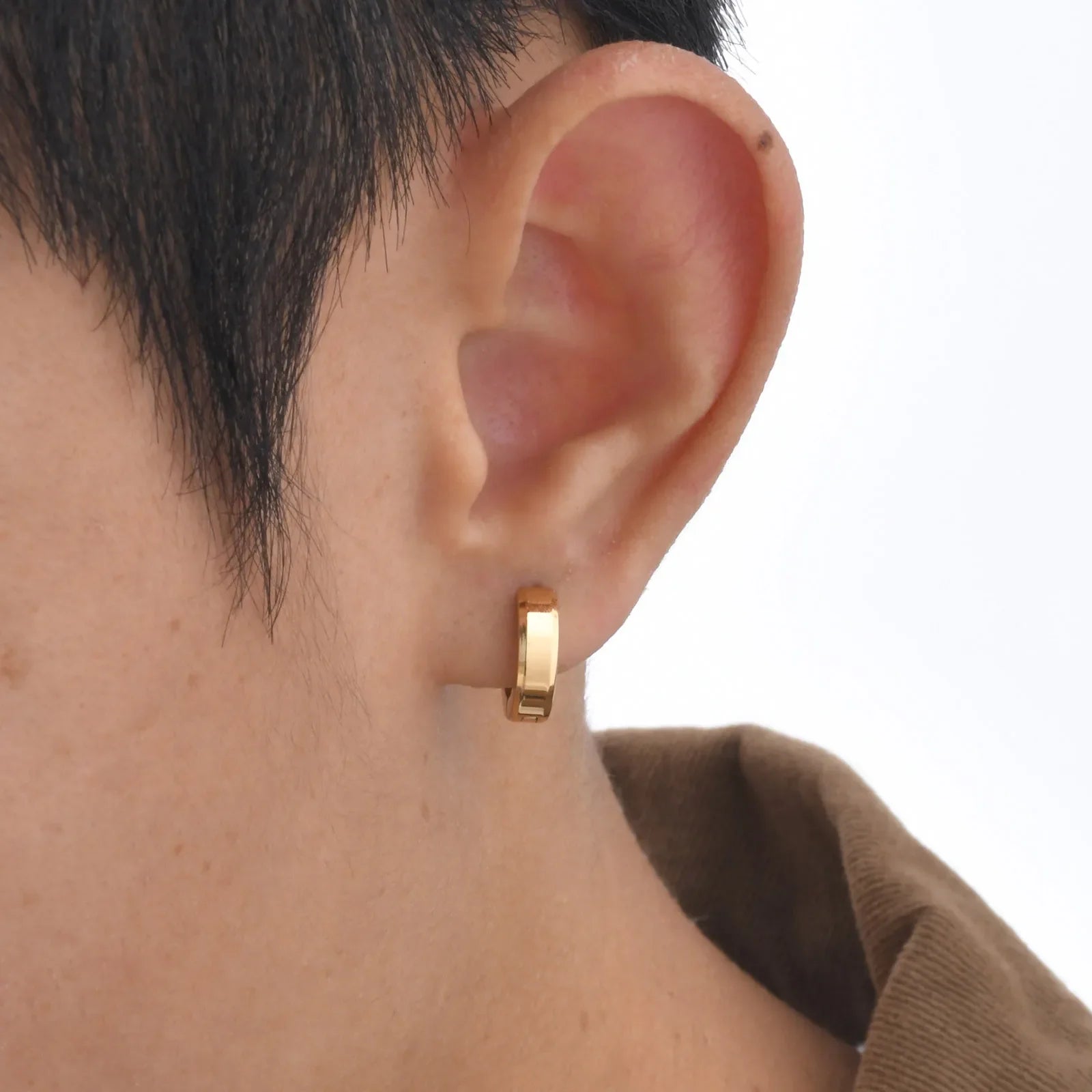 Men Hoop Earrings | Stainless Steel Small Huggies Earrings for Daily Wear
