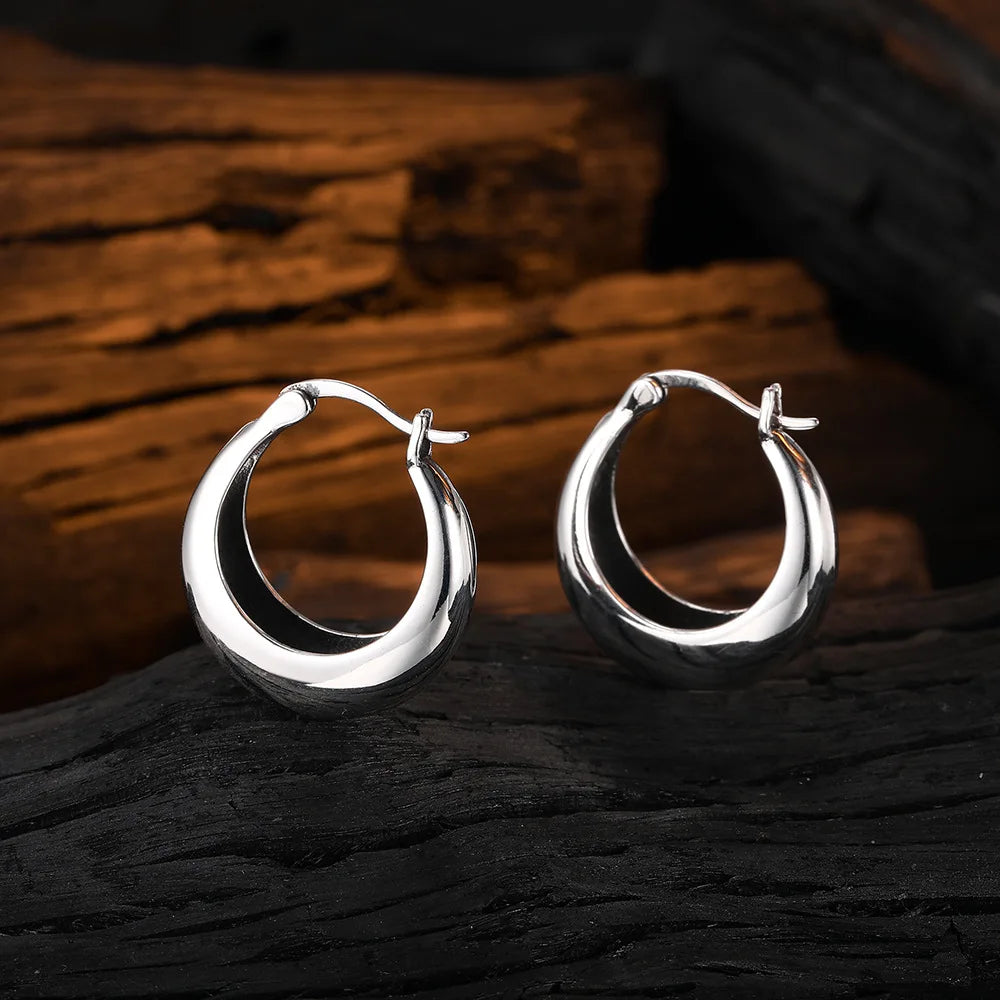 LiHong Real 925 Sterling Silver U Shape Hoop Earrings | Vintage Fine Jewelry for Women