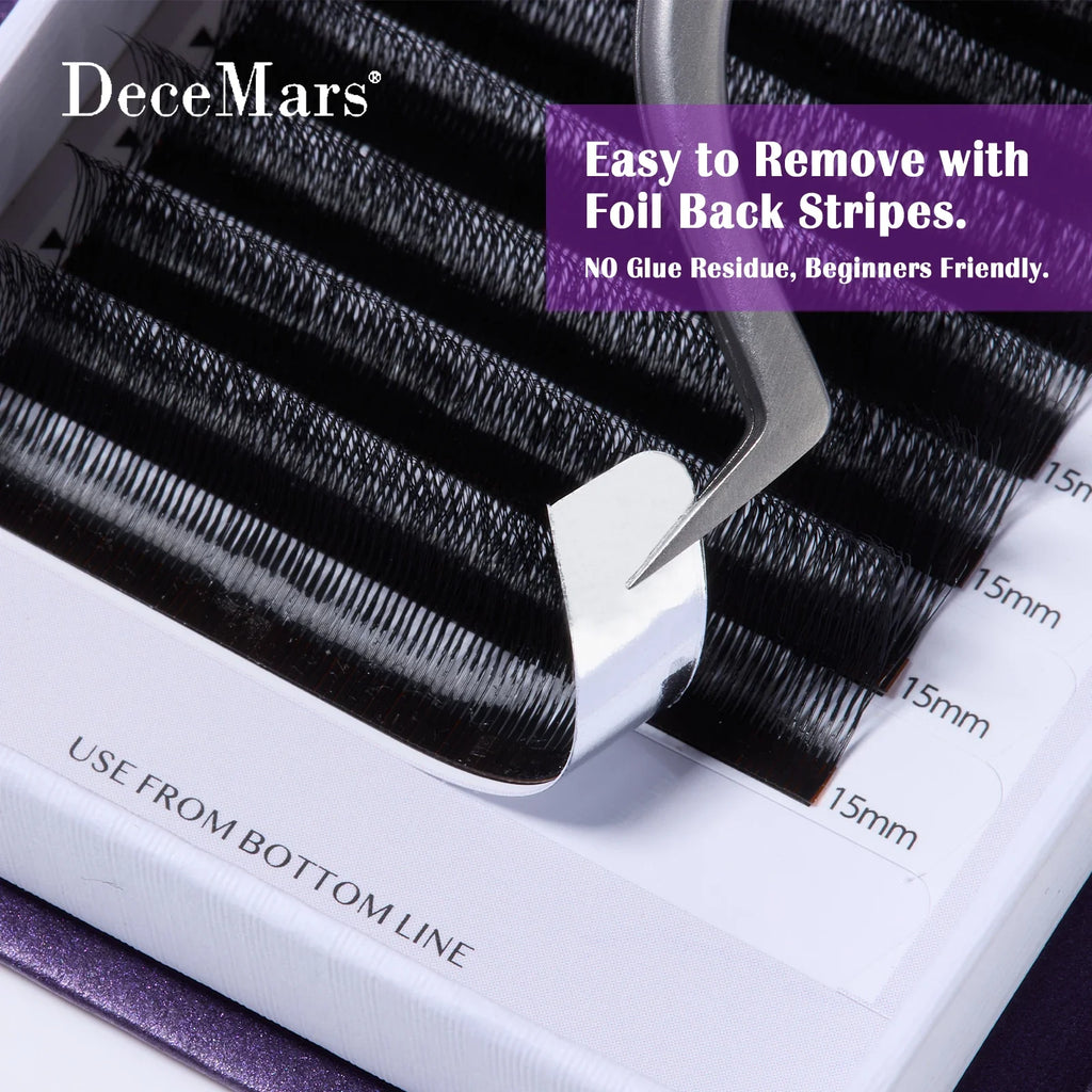 DeceMars V-shaped 5D Eyelash Extensions | Matte Black 12 Rows Tray