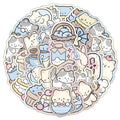 50 Cute Kitten Graffiti Stickers for DIY Decoration | Lazy Cat Vinyl Decal Pack