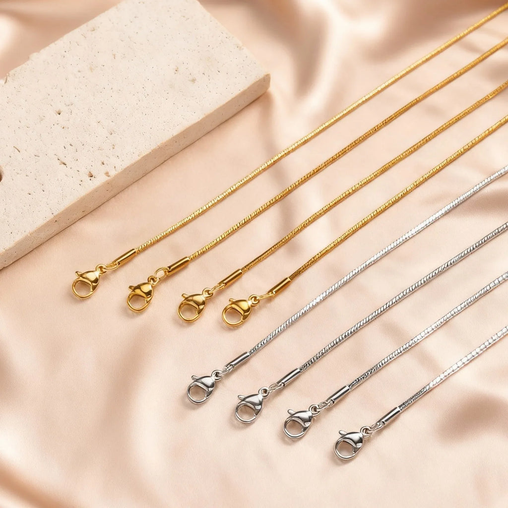 Stainless Steel Gold Square Snake Chain Necklace | Unisex Minimalist Jewelry