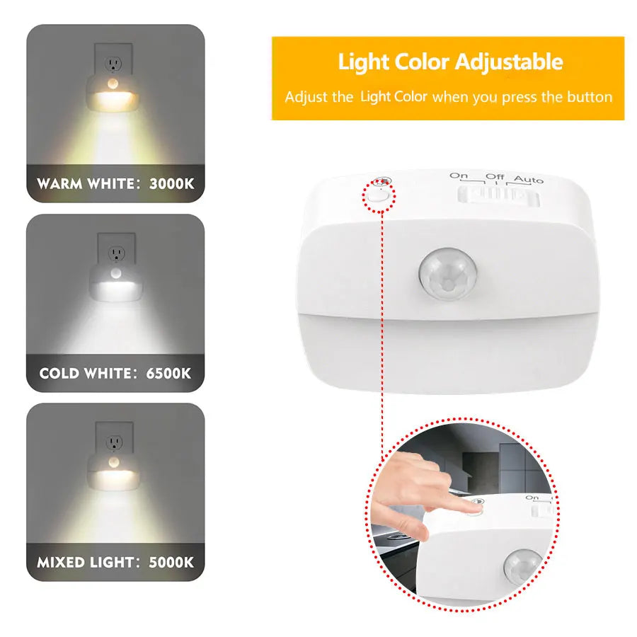 Smart Motion Sensor LED Night Light | EU Plug In 220V Wall Lamp for Hallway Kitchen Stair Bedroom