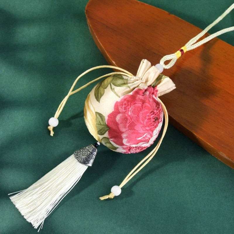 Chinese Style Embroidery Tassel Gift Pouch | Lotus Scented Sachet Bag
