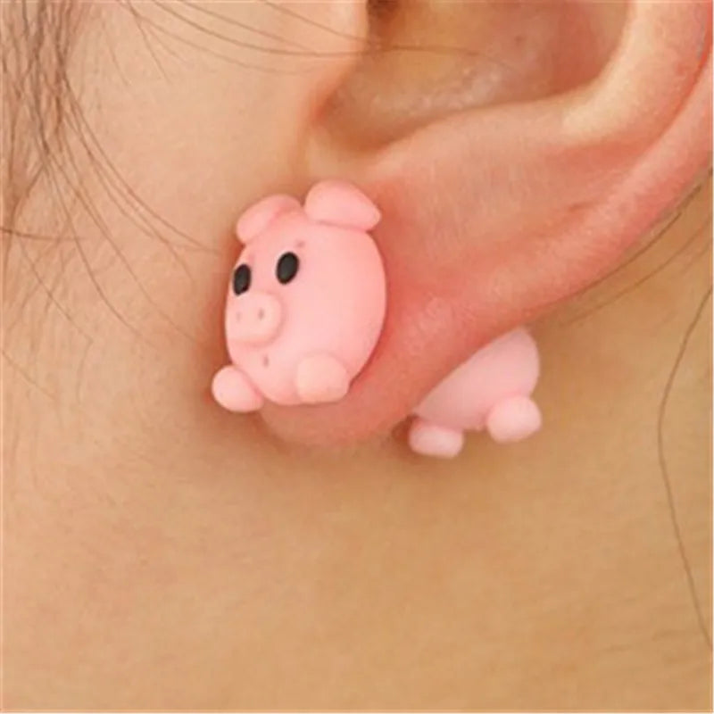 Handmade Polymer Clay Animal Earrings | Cute Dinosaur Cat Dog Stud Earrings for Women