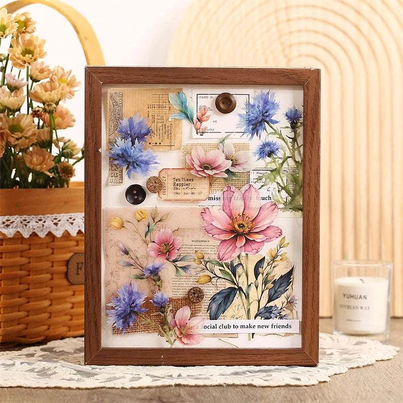 20pcs Floral Scent Vintage Flower Stickers | Creative DIY Journal Garden Label Pack