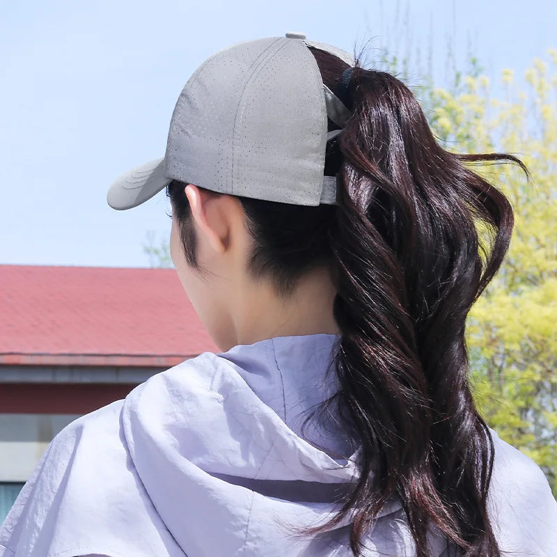 Women's High Ponytail Mesh Baseball Cap | Quick-Dry Breathable Sun Hat for Outdoor Sports