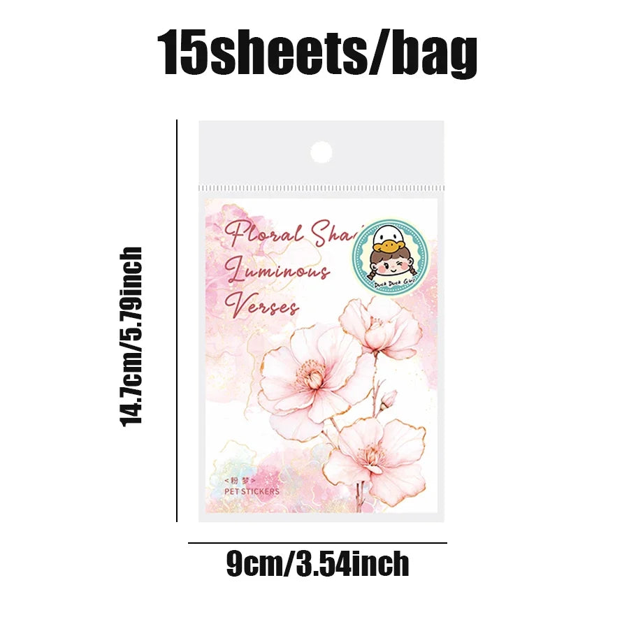 45pcs Floral Foil Stamping Stickers | DIY Scrapbook Decor