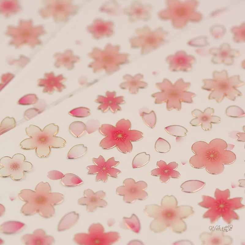 Korean Cherry Blossom Petal Stickers | Sakura Scrapbook and Stationery Set