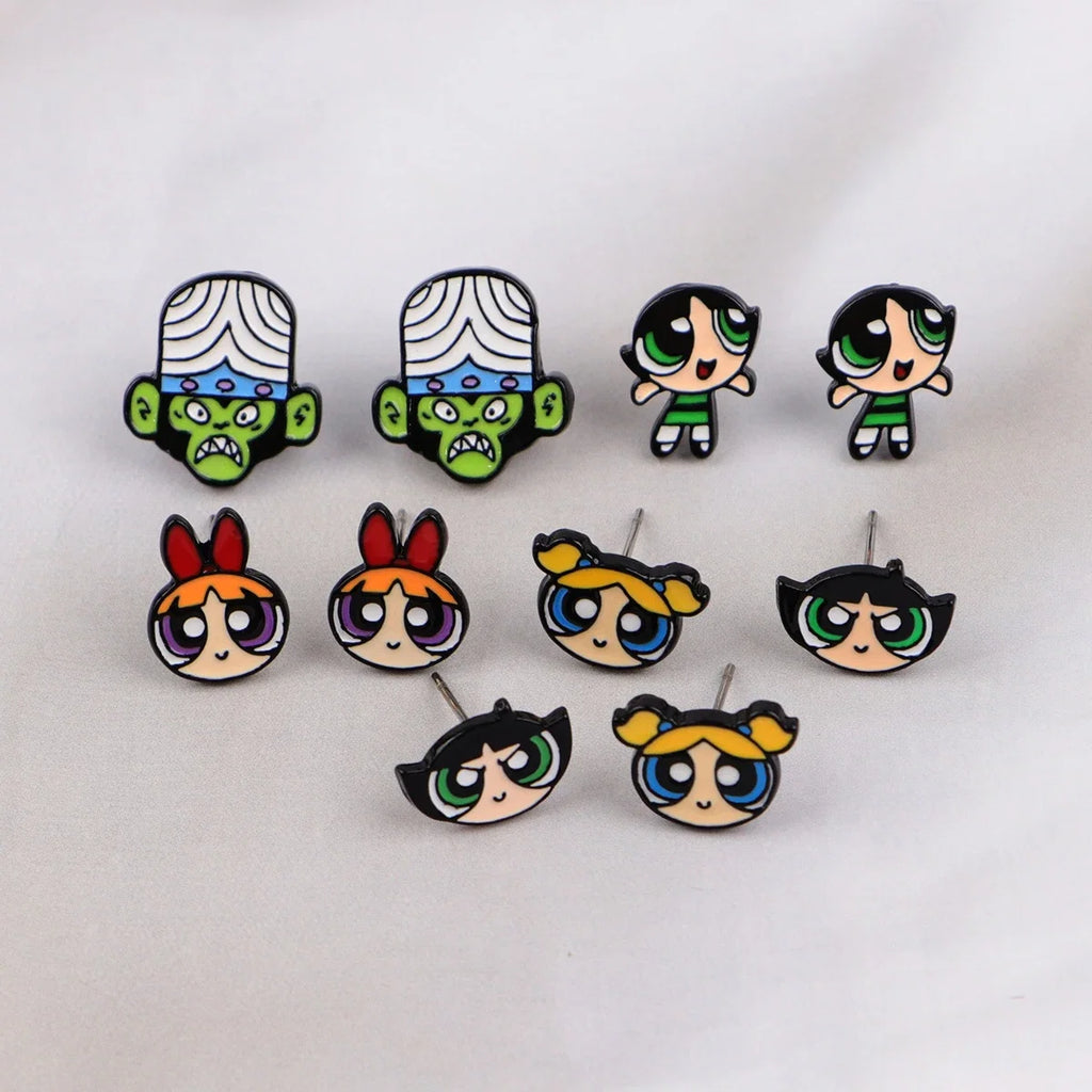 Cartoon Animal Stud Earrings | Cute Stainless Steel Pierced Jewelry for Women