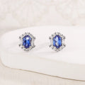 S925 Sterling Silver Sapphire Stud Earrings | Women's Fine Jewelry Gift