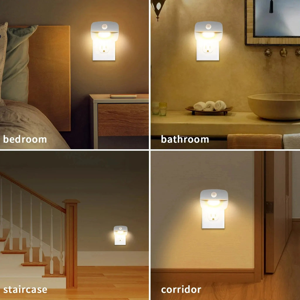 LED Night Light with Motion Sensor | Smart Plug-in Socket Lamp for Bedroom