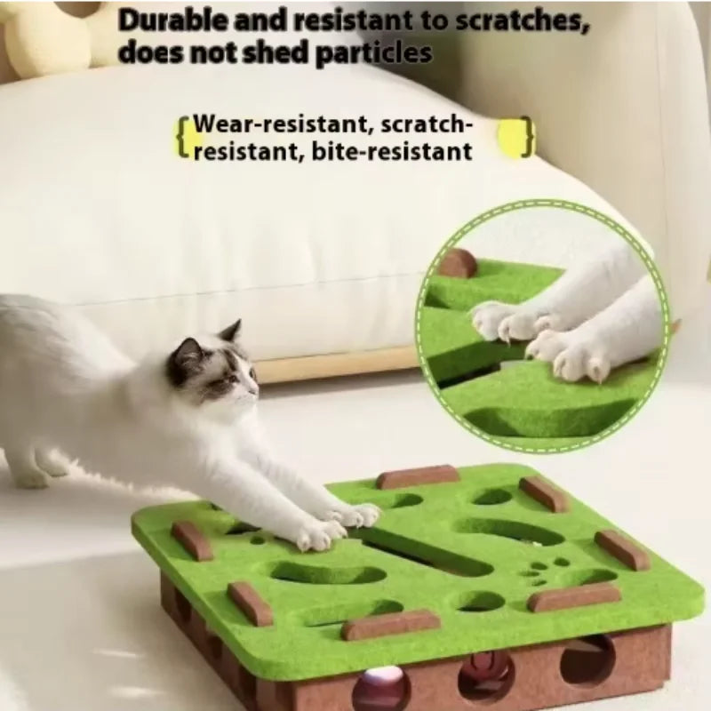 Interactive Maze Cat Toy | Felt Plush Puzzle with Bell Ball