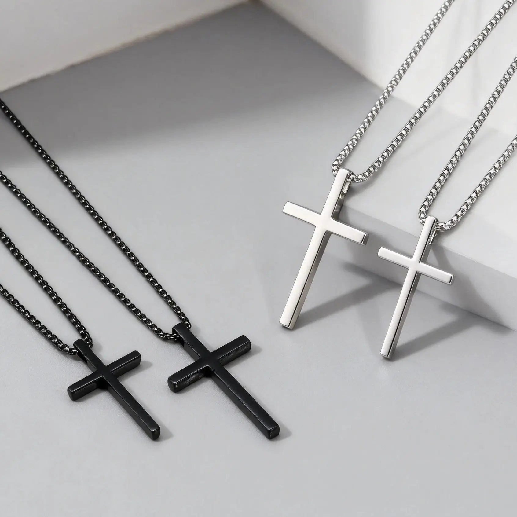 Fashionable Cross Pendant Necklace | Unisex Stainless Steel Box Chain