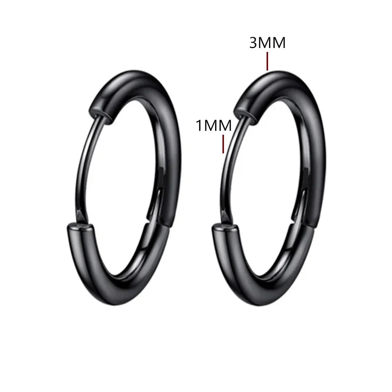 2pc Stainless Steel Small Hoop Earrings | Unisex Punk Hip Hop Huggie Earrings