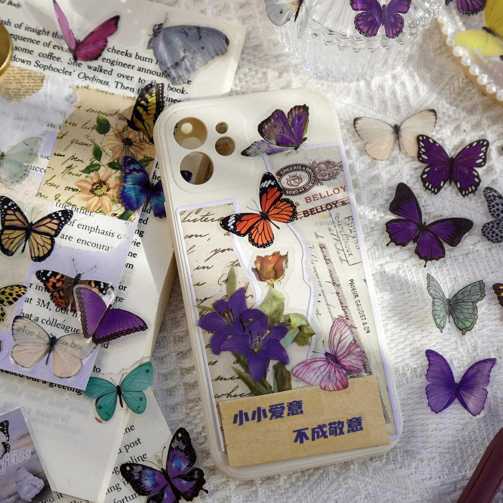 Butterfly Stickers Pack 40pcs | PET Waterproof Craft Stickers for Scrapbooking