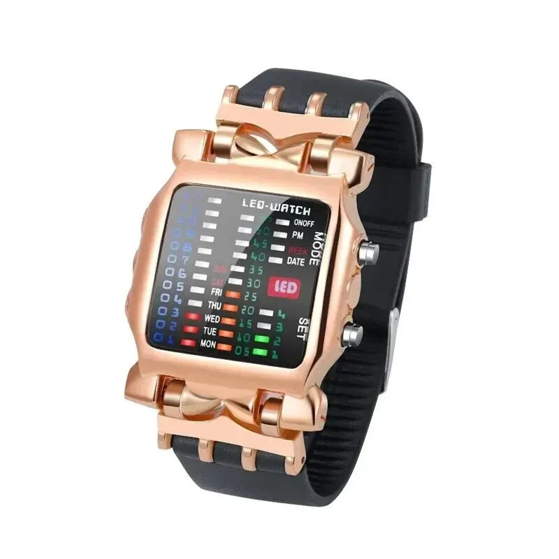 Binary Led Watch | Creative Waterproof Business Electronic Watch for Men with Luminous Display and Date Time