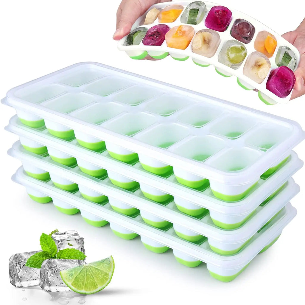 14 Grid Square Ice Cube Tray with Lid | Silicone Mold for Easy Release