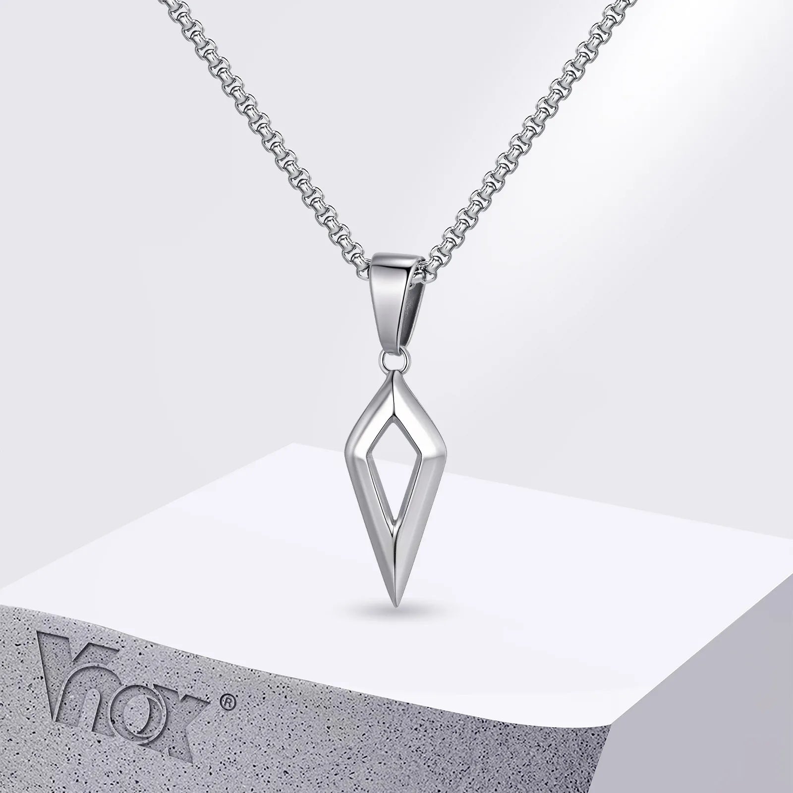 Stainless Steel Four-pointed Star Pendant Necklace | Geometric Collar Jewelry for Men