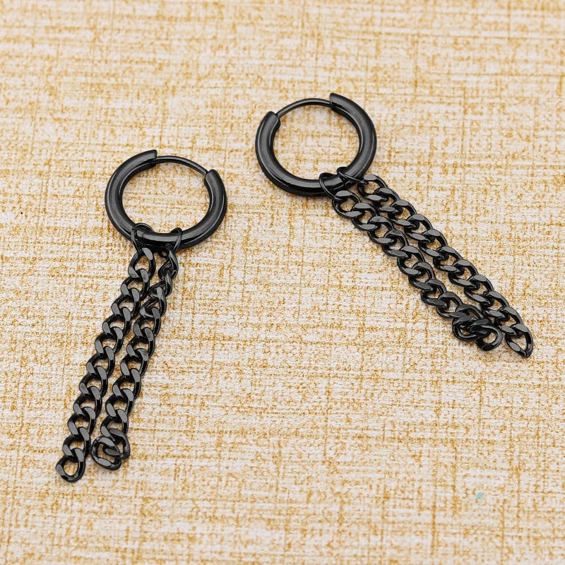 Punk Stainless Steel Stud Earrings Set | Unisex Hip Hop Piercing Jewelry