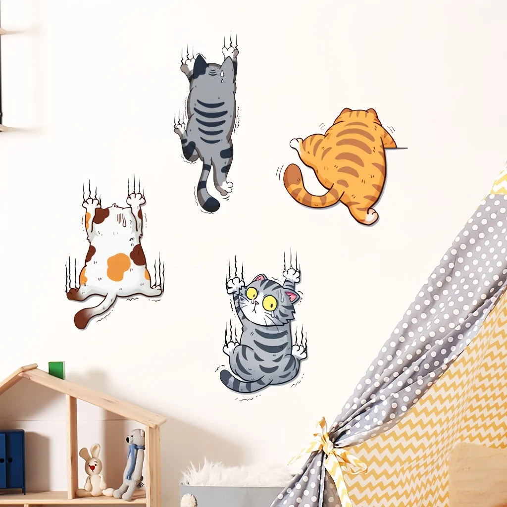 1 Set Cute Cartoon Cat Wall Sticker | Self-adhesive Reusable Decor for Bedroom and Dorm