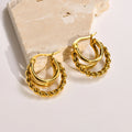 Trendy Stainless Steel Hoop Earrings for Women | Gold Plated Layered Huggie Earrings