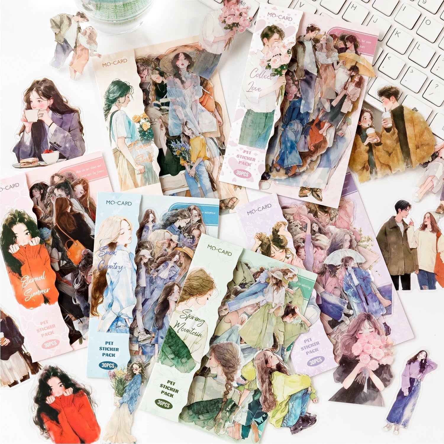 Yoofun 30pcs Cute Girl Life Character Journaling Stickers | Scrapbooking Planner Diary Decor Labels
