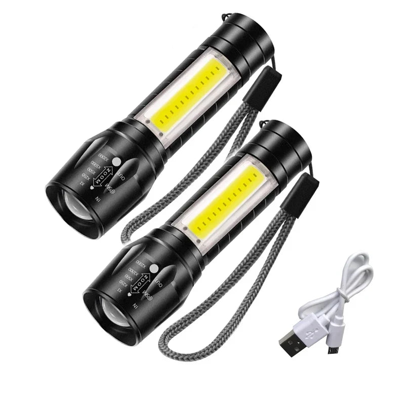 Portable Zoomable Strong LED Flashlight | Rechargeable Mini Torch for Camping and Emergencies