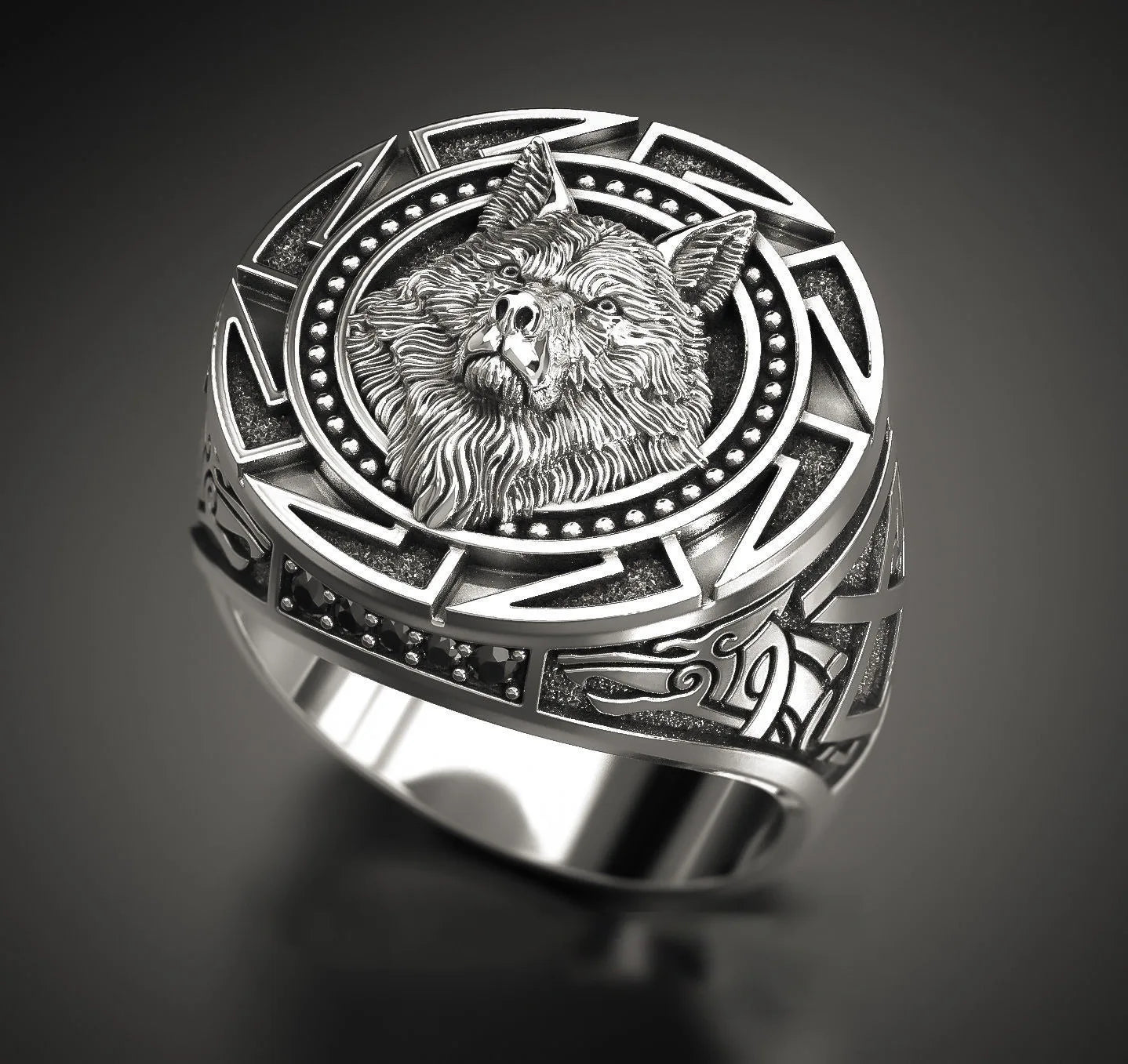 925 Sterling Silver Wolf Head Ring | Retro Warrior Design