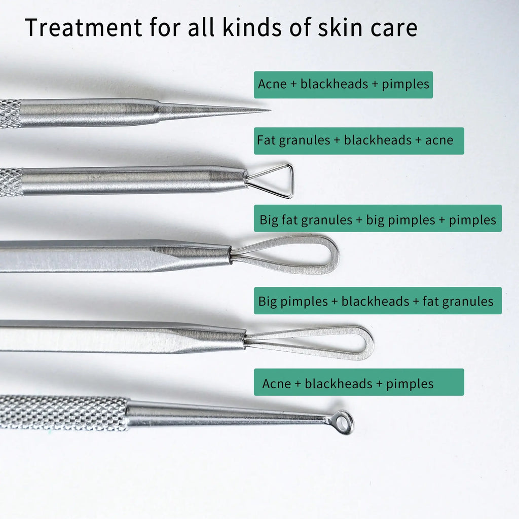 Stainless Steel Blackhead Remover Tool Kit | Professional Facial Cleanser Set with Storage Box