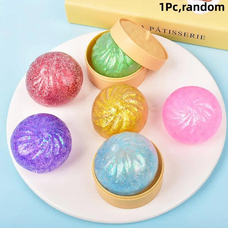 Colorful Glitter Dumpling Stress Ball | Fun Sensory Squeeze Toy