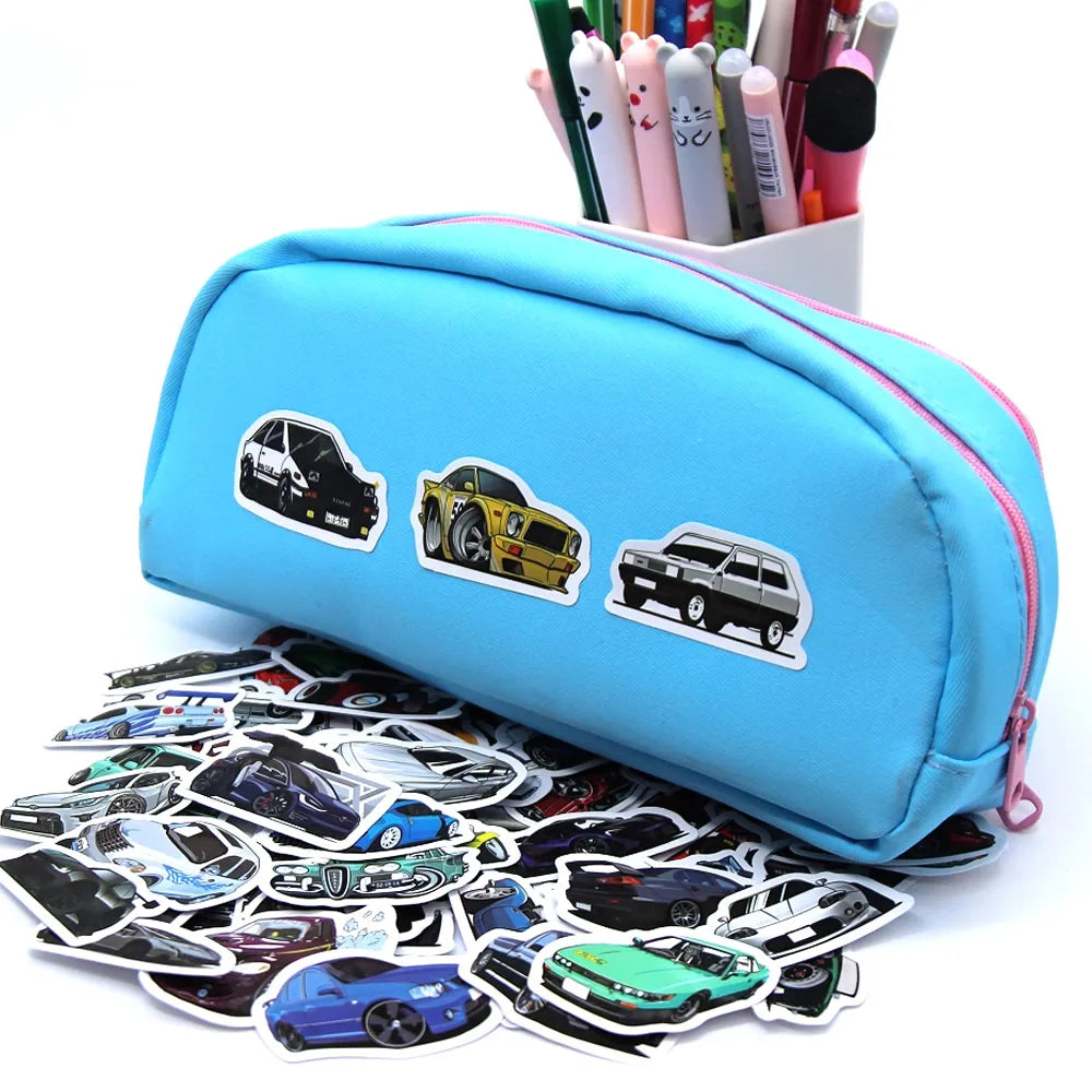 Retrofit Racing Car Graffiti Stickers | Waterproof Decal Set for Laptop, Guitar, Luggage, Bike, Skateboard