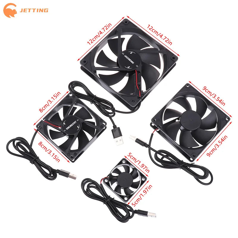5V USB Cooling Fan for Router TV Box Computer | 50mm 80mm 90mm 120mm Black
