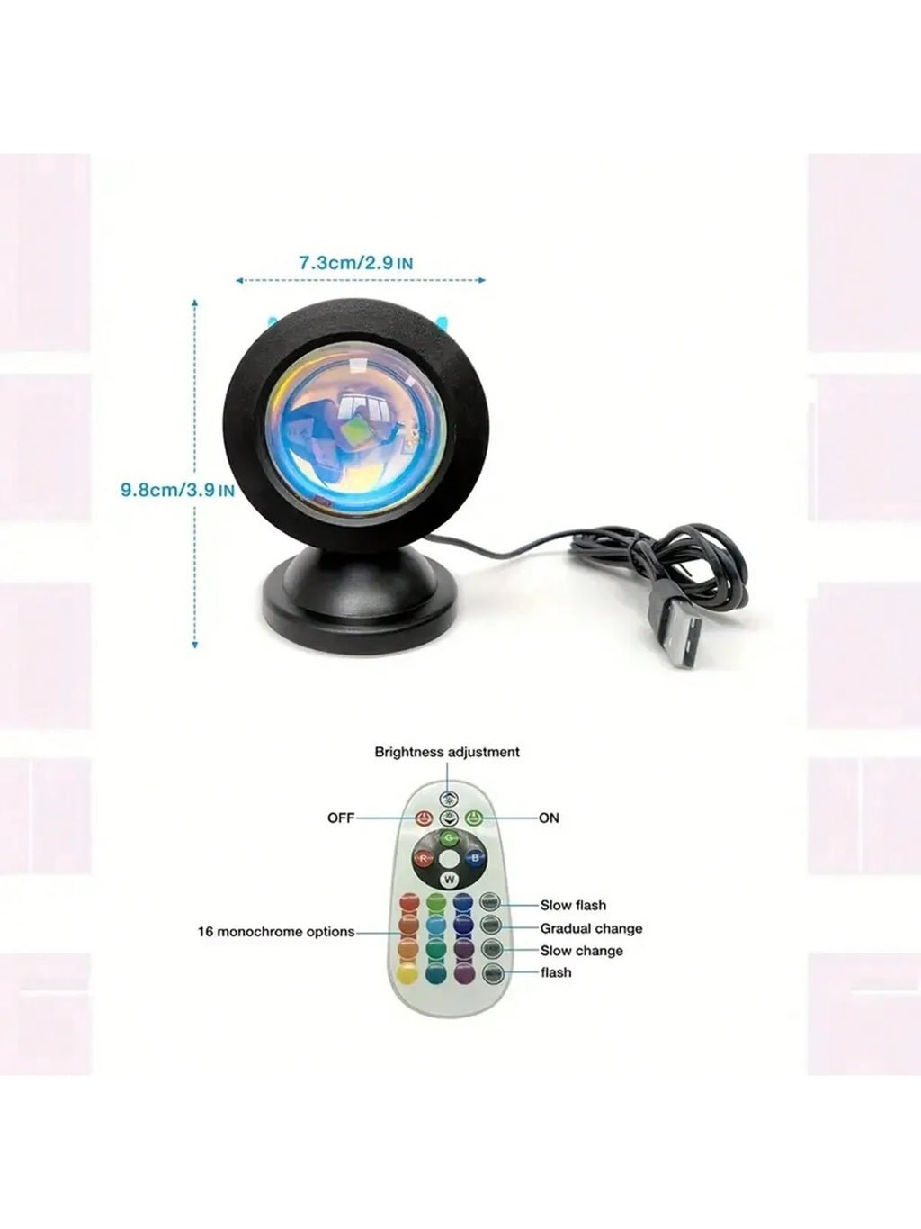 Sunset Projection Lamp with Remote | 16 Color LED Night Light
