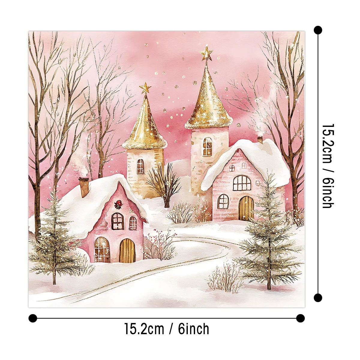 Pink Christmas Scrapbook Paper Pad | 12 Sheets Decorative Craft Papers