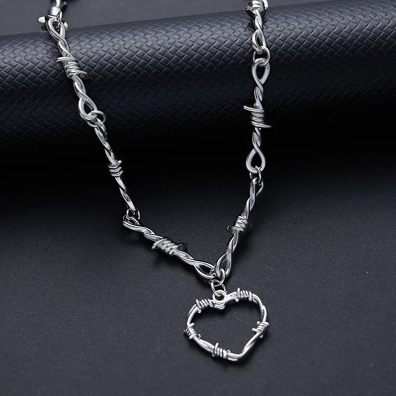 Barbed Wire Choker Necklace | Gothic Punk Thorns Chain for Women