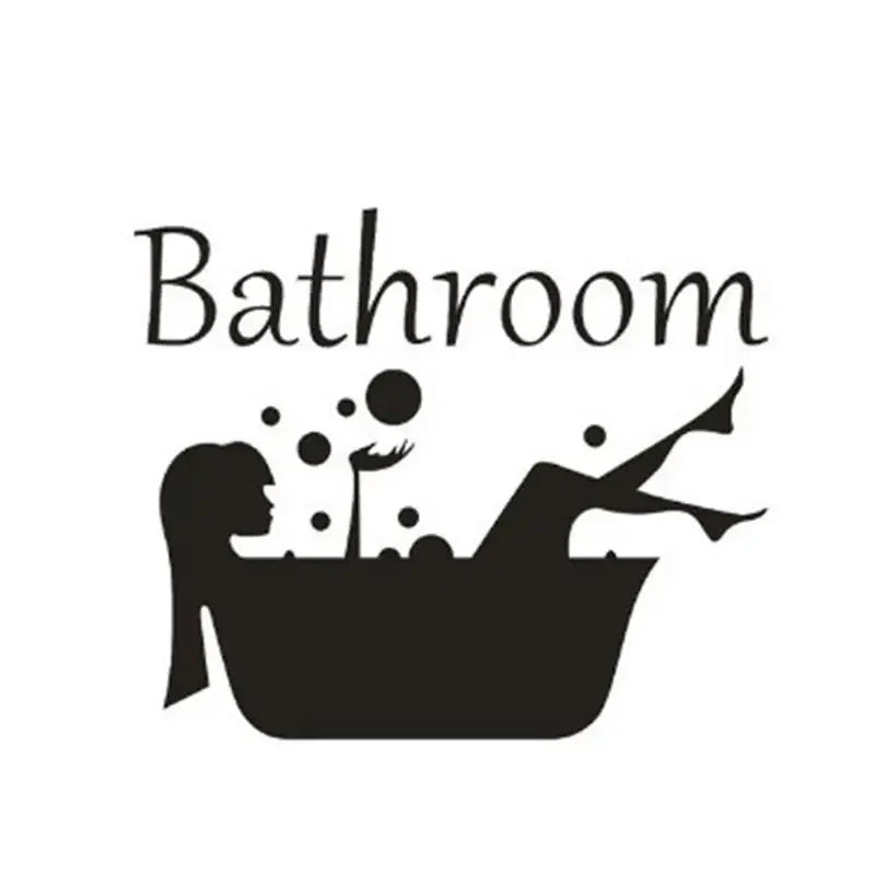 Detachable Girl and Woman Bathroom Sticker Art | Wash Room Decorative Wall Decal