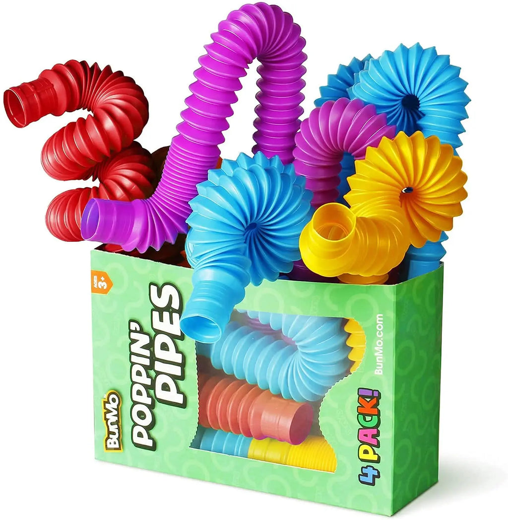 4 Pack Mini Sensory Pop Tubes | Fidget Toys for Stress Relief and ADHD Focus