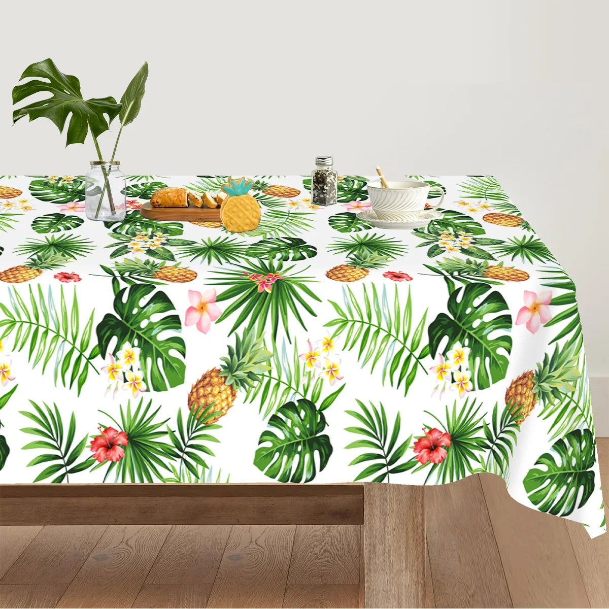 Tropical Hawaiian Party Tablecloth and Candy Bags Set | Flamingo Summer Decor