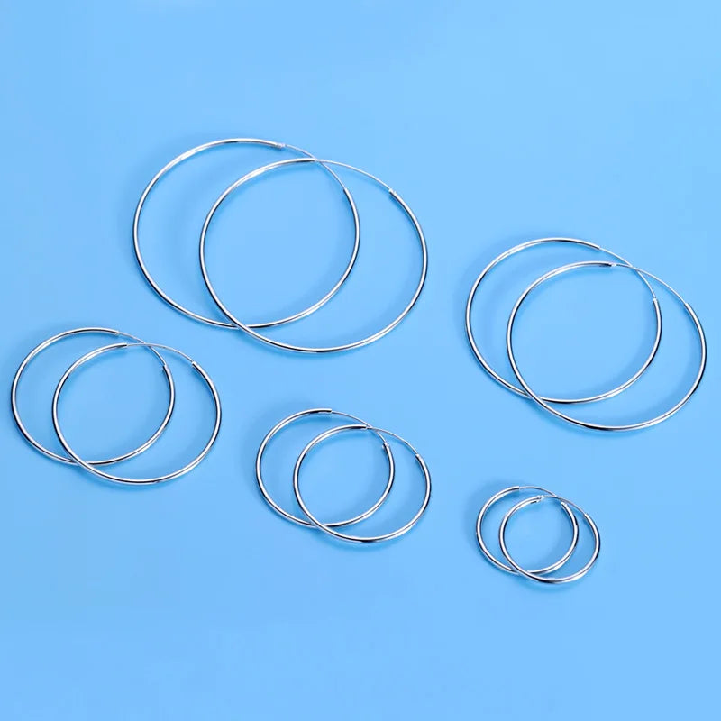 925 Sterling Silver Large Circle Hoop Earrings | Wedding Fine Fashion Jewelry