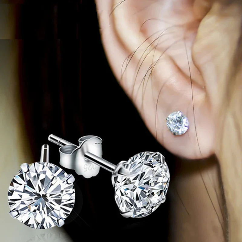 2 Carat 8.0mm D Color Moissanite Stud Earrings | 925 Sterling Silver Sparkling Wedding Jewelry