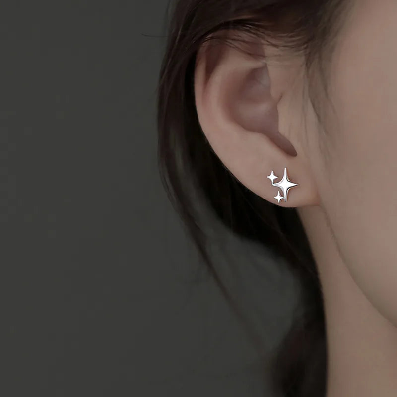 VENTFILLE Gold Star Stud Earrings | Asymmetrical 925 Silver Fashion Jewelry for Women