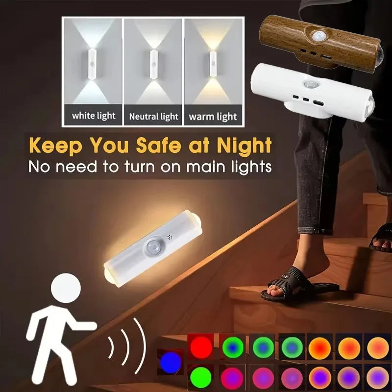 RGB Gradient Night Light | Motion Sensor Rechargeable Wall Lamp