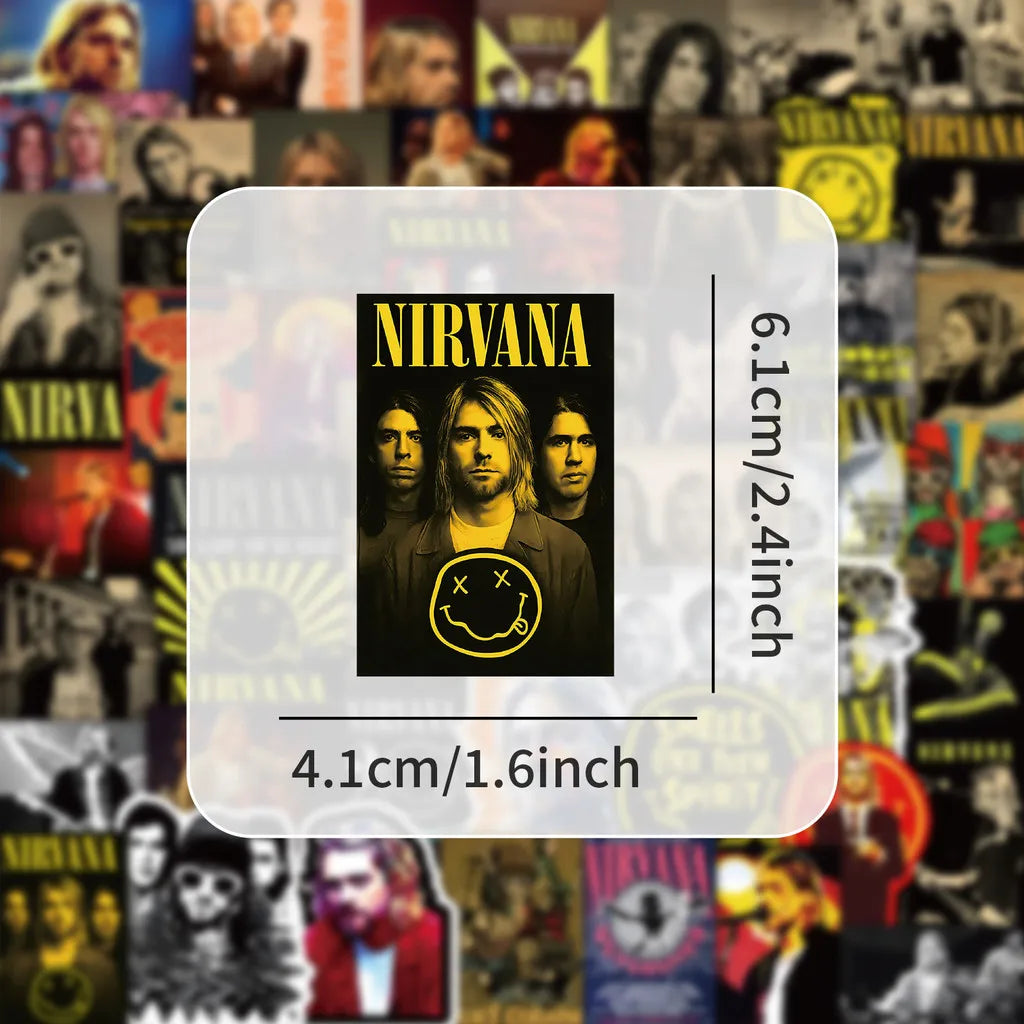 52 Pieces Nirvana Band Stickers | Rock Music Fan Decorative Decals for Laptops, Phone Cases & Guitars