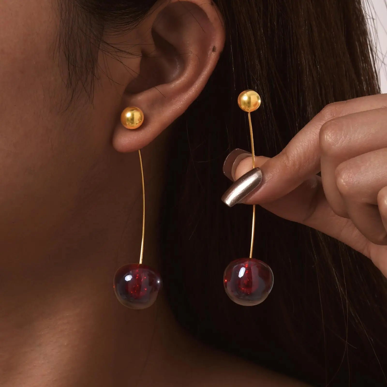 Vnox Vivid 3D Cherry Earrings | Fashion Cute Fruit Drop Earrings for Women