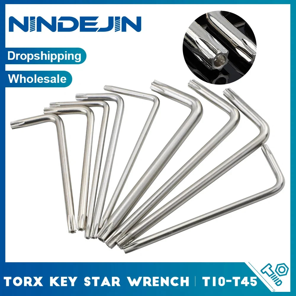 Torx Key Wrench Set L-Type Star Wrenches | Nickel Plated Security Tool Set