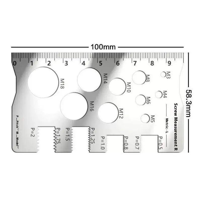 Screw Thread Pitch Gauge | Stainless Steel Measuring Tool for Bolt Nut Metric Threads