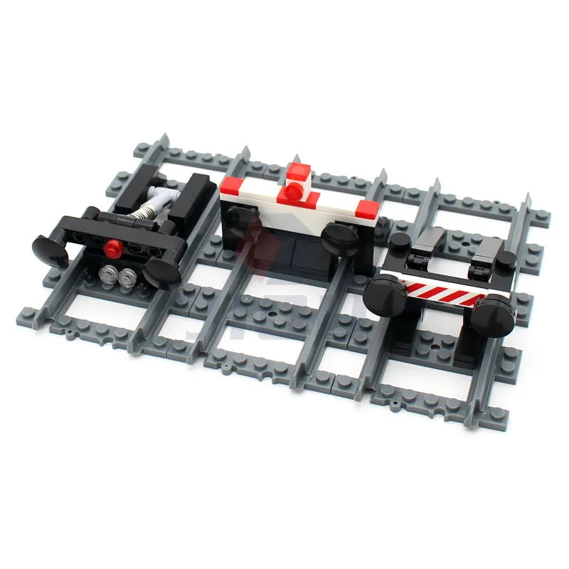 City Train Parts Buffer Stop Set | Railway Track End Model Compatible with 53401 Straight Track MOC RC Train Building Blocks