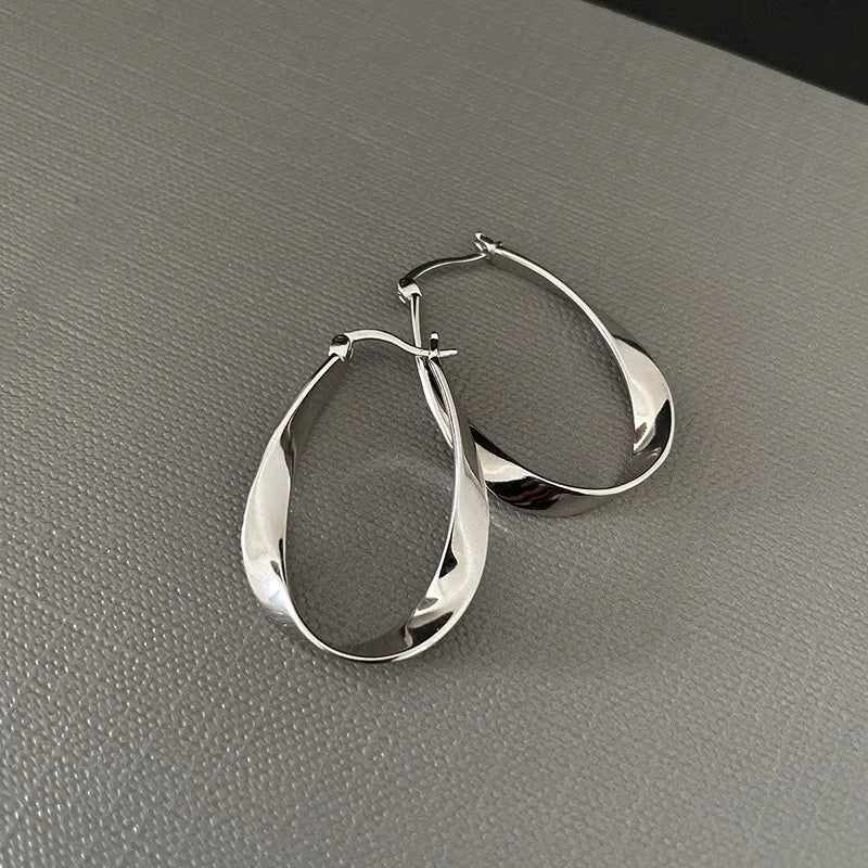 Geometric Twisted Hoop Earrings | Niche Design Statement Jewelry for Women